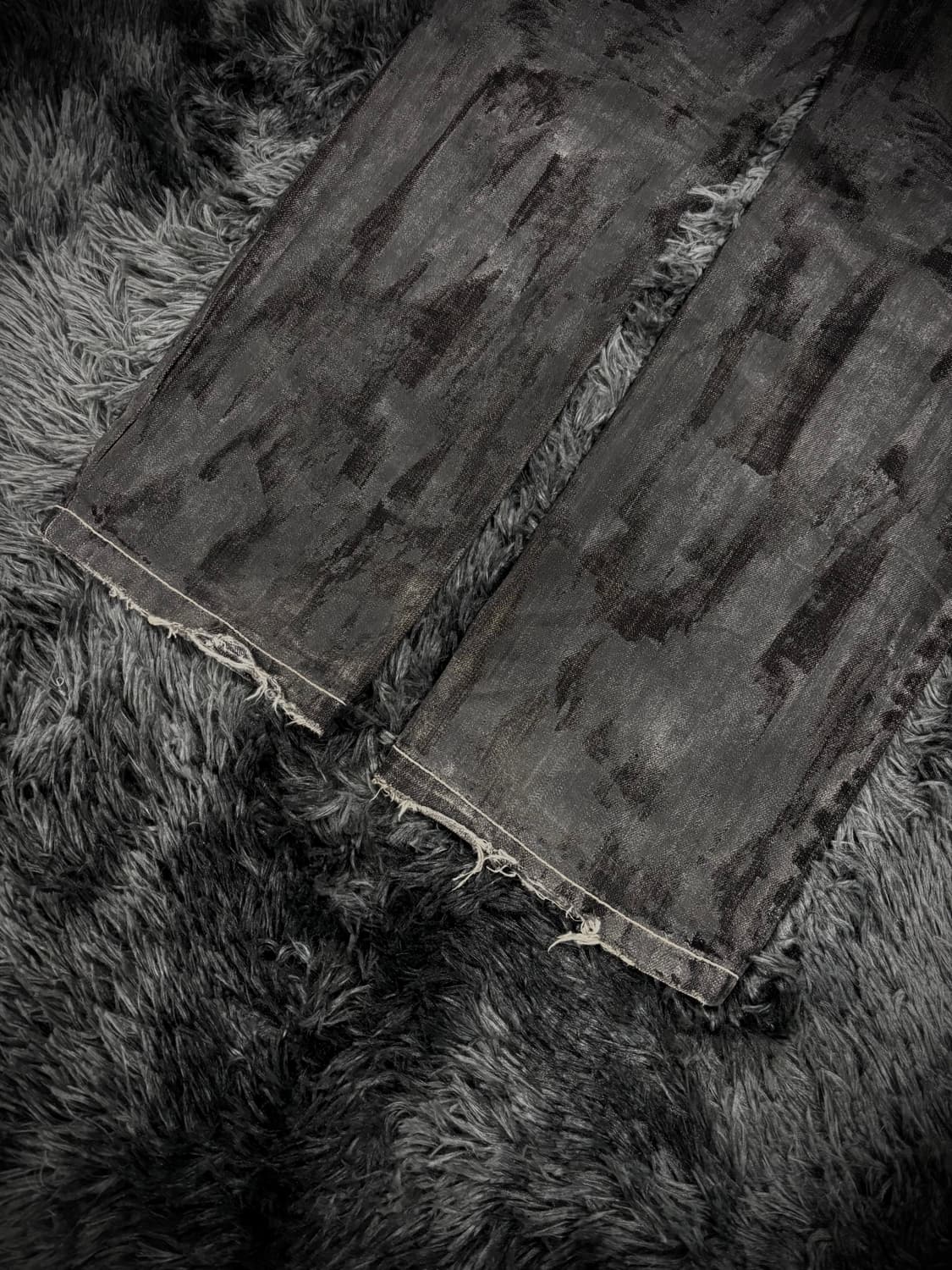 블랙 그런지 워싱 와이드 데님팬츠 상품이미지6