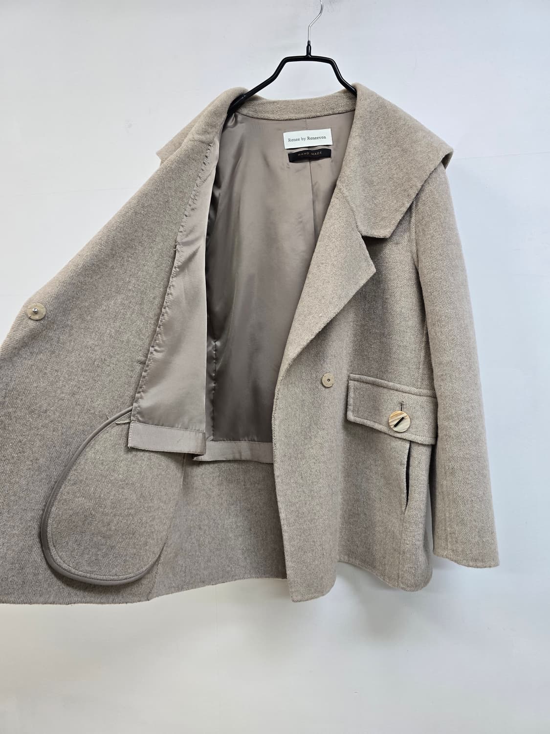 레니본 빅카라 아방핏 캐시미어 블랜딩 헤링본 코트 상품이미지8