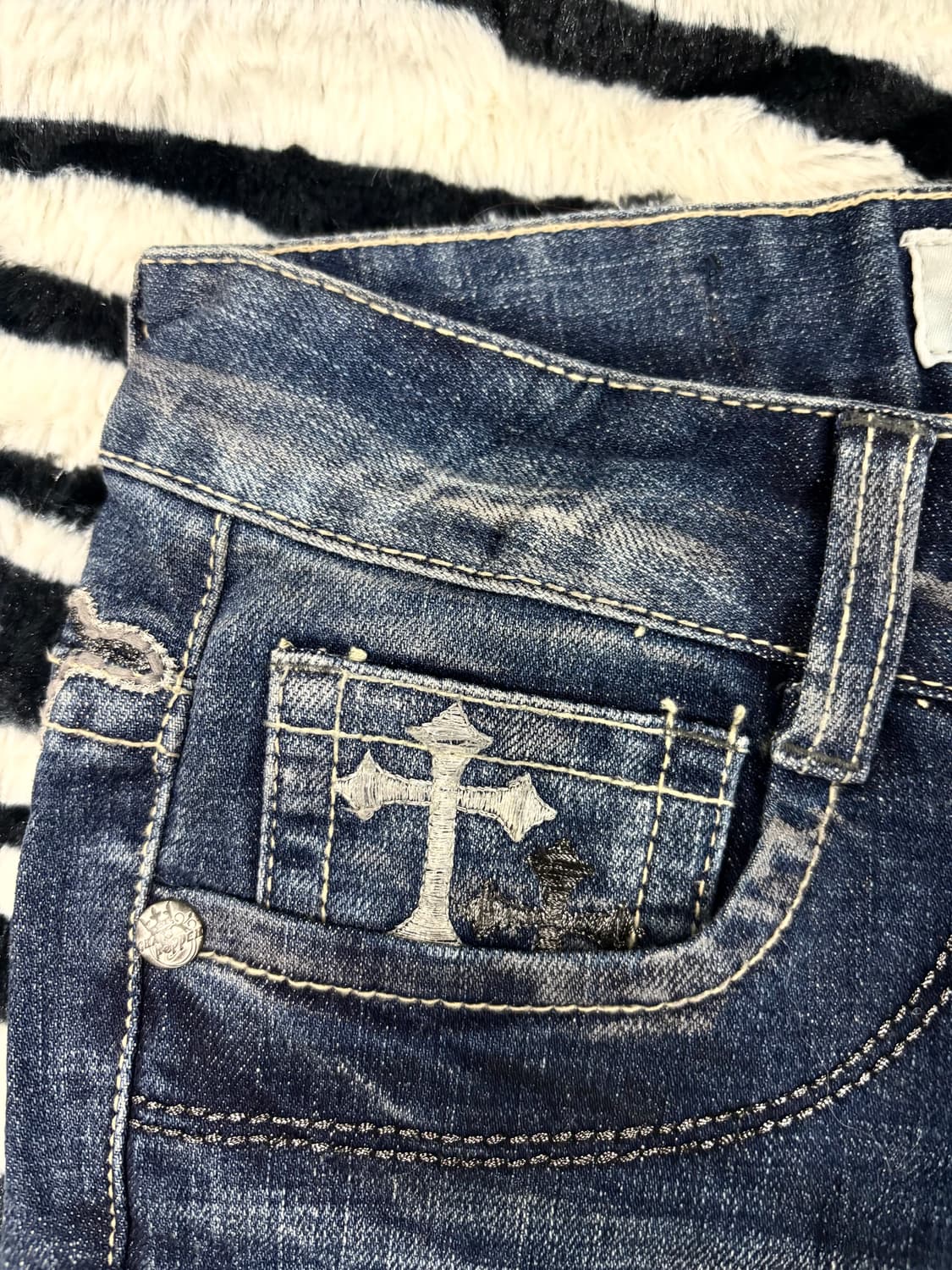 2000s Punk Skull Patch Boots Cut Pants 상품이미지8