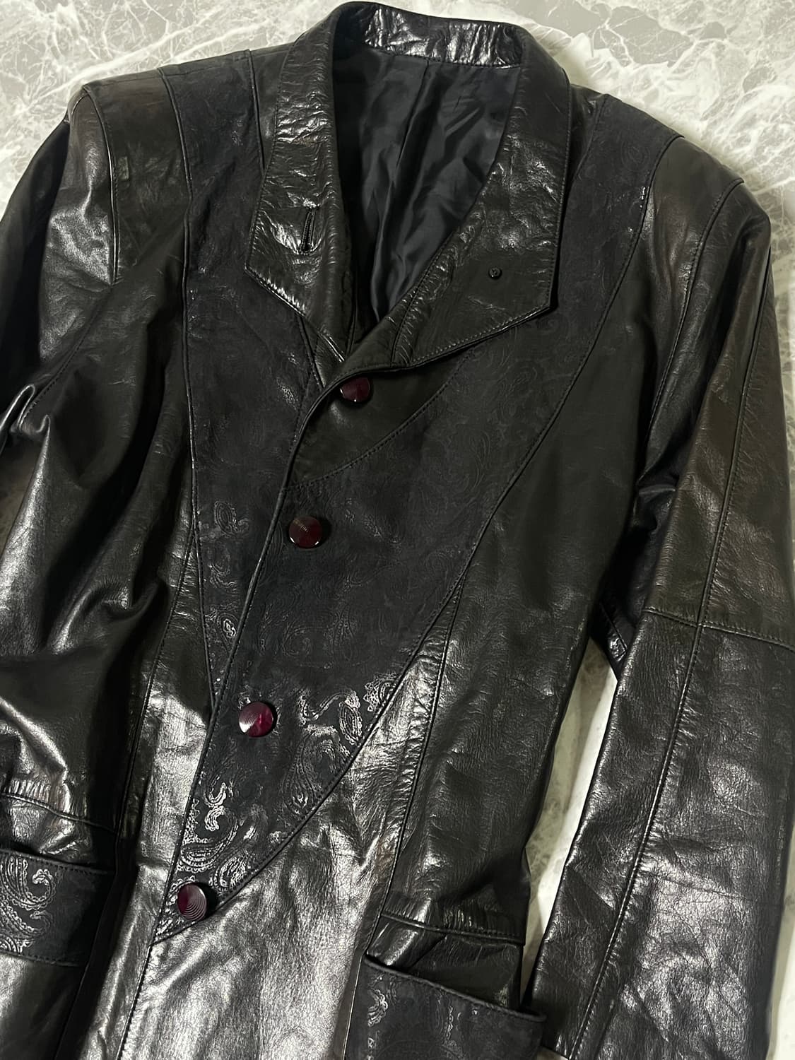 leather vintage pattern jacket 상품이미지2