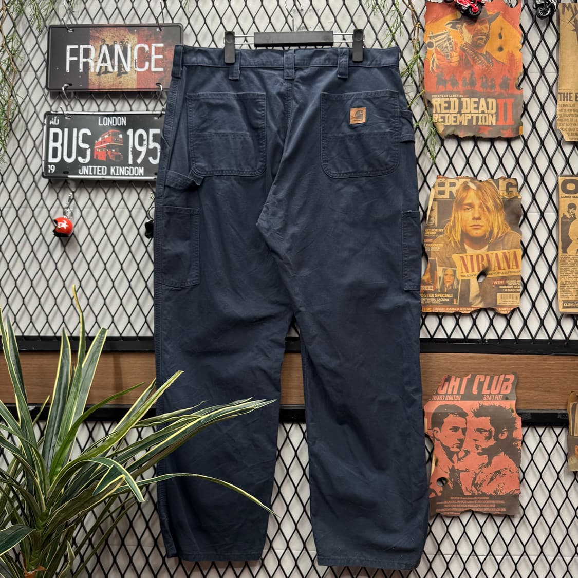 칼하트 루즈핏 덕 카펜터 워크 팬츠 후면 포켓 로고 포인트 네이비 상품이미지2