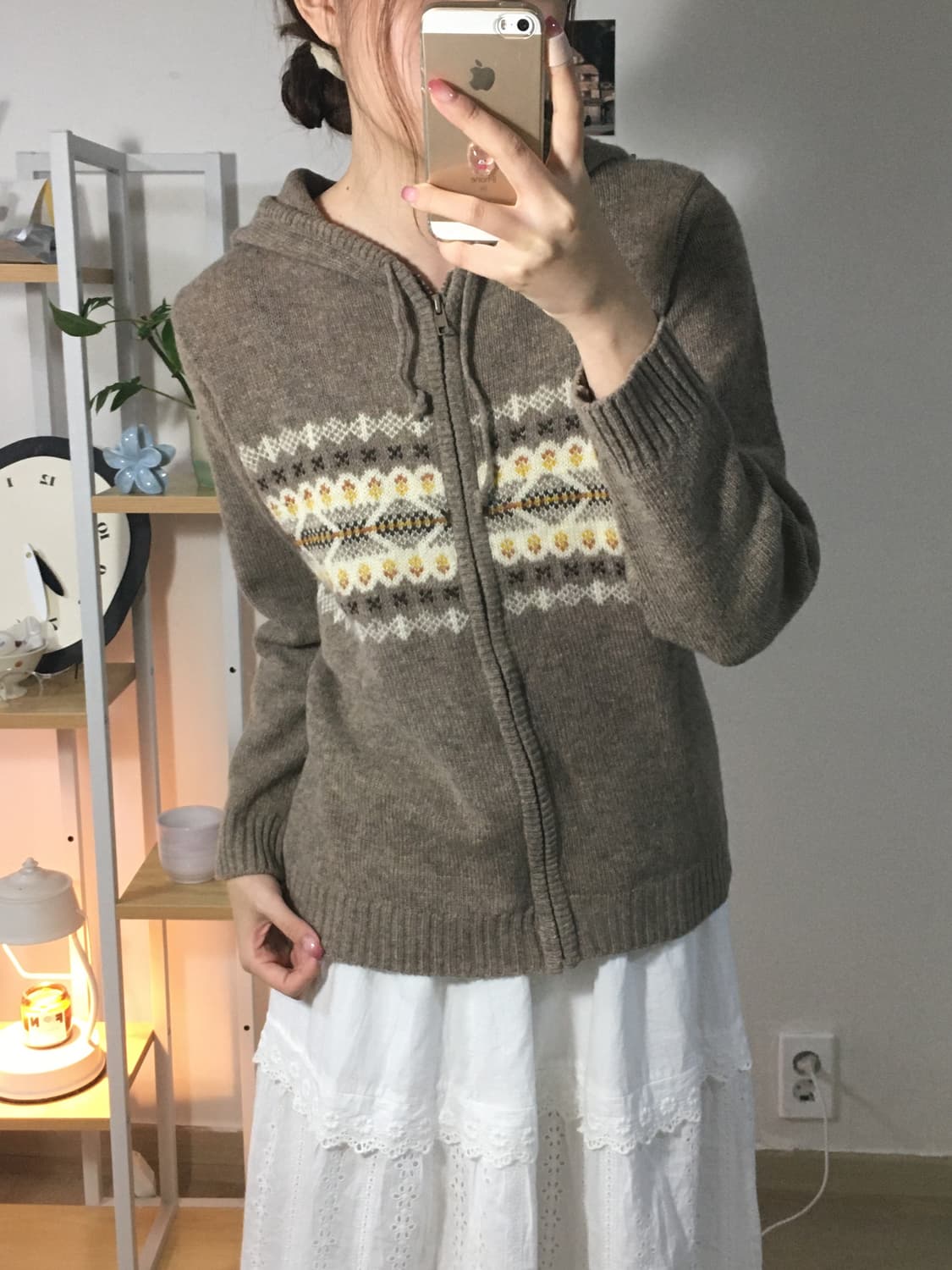 울 브라운 노르딕 니트후드집업 상품이미지2