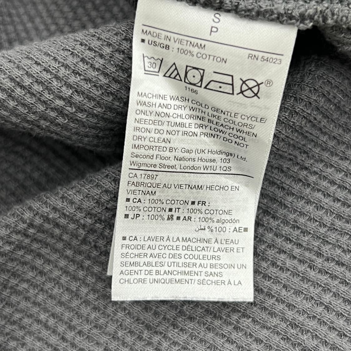 GAP 갭 차콜 그레이 와플 롱슬리브 티셔츠 S 상품이미지8
