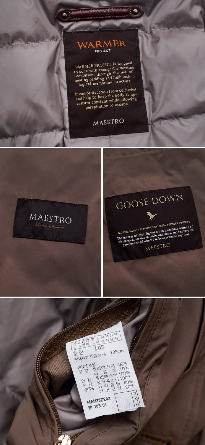마에스트로 이탈리안 클래식 구스다운 패딩 코트 (105+) 상품이미지10