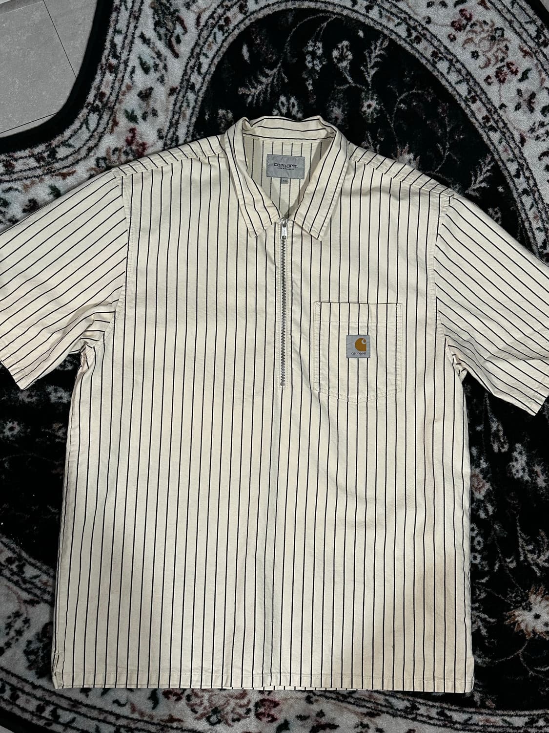칼하트 스트라이프 반집업 반팔 셔츠 상품이미지1