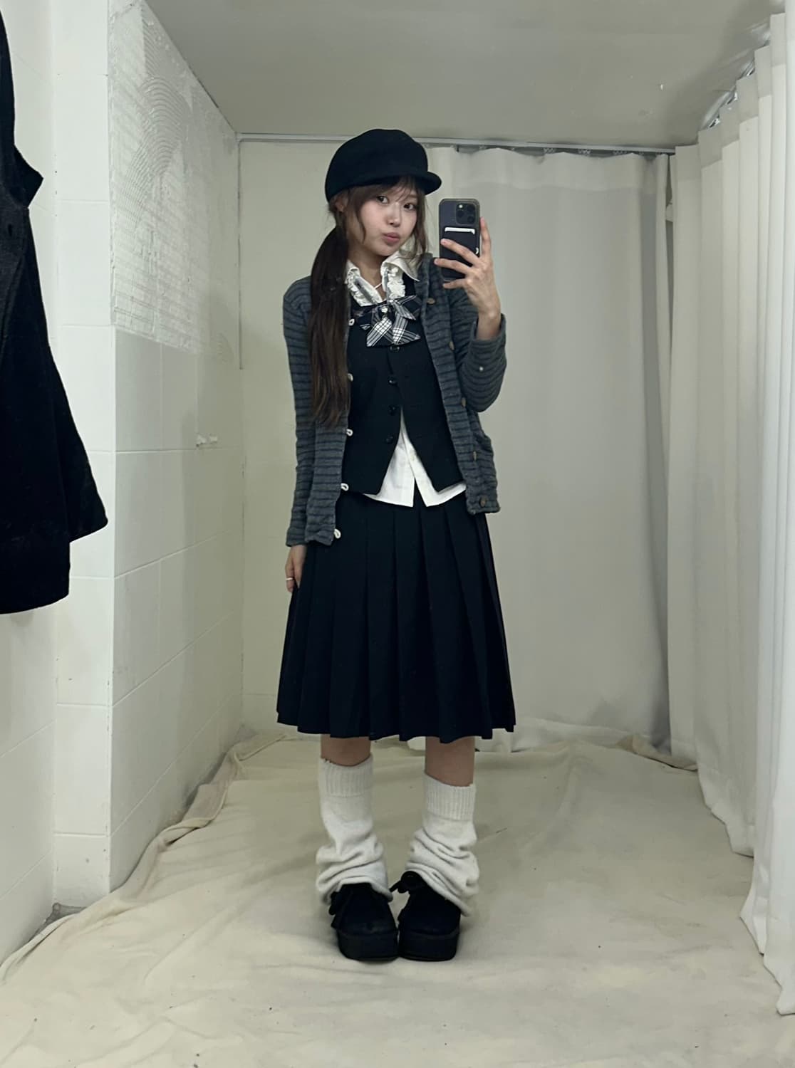 네이비 니혼진 프레피 케이프 코디세트 상품이미지2