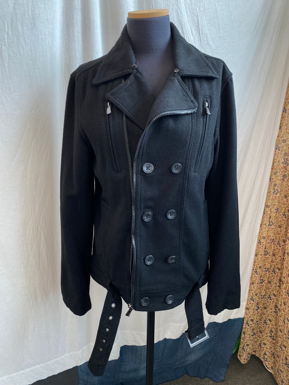 블랙 울혼방 피코트(M-L) 상품이미지9