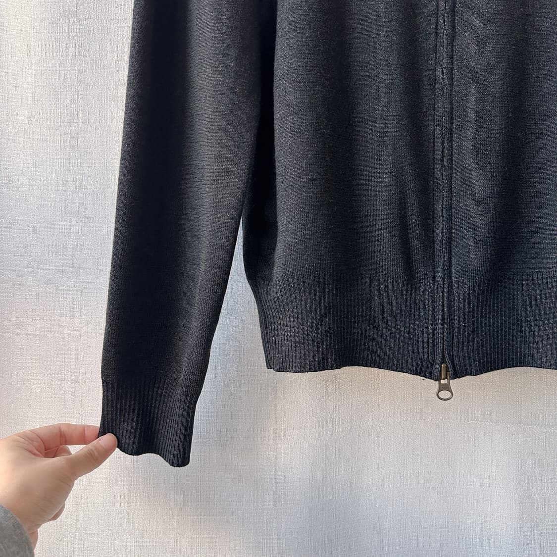 폴로 랄프로렌 투웨이 집업 메리노 울 니트 가디건 차콜 그레이 M 상품이미지3