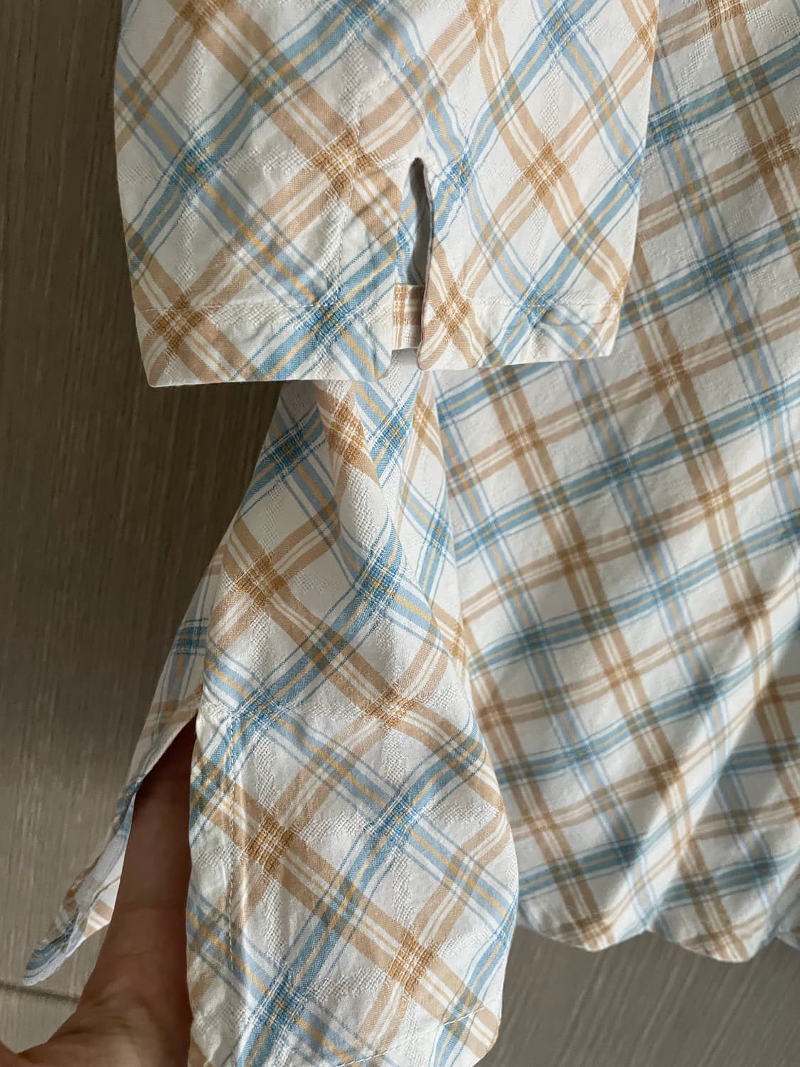 Simple Life 모리걸 하구미 체크 아일렛 칠부 셔츠원피스 상품이미지3