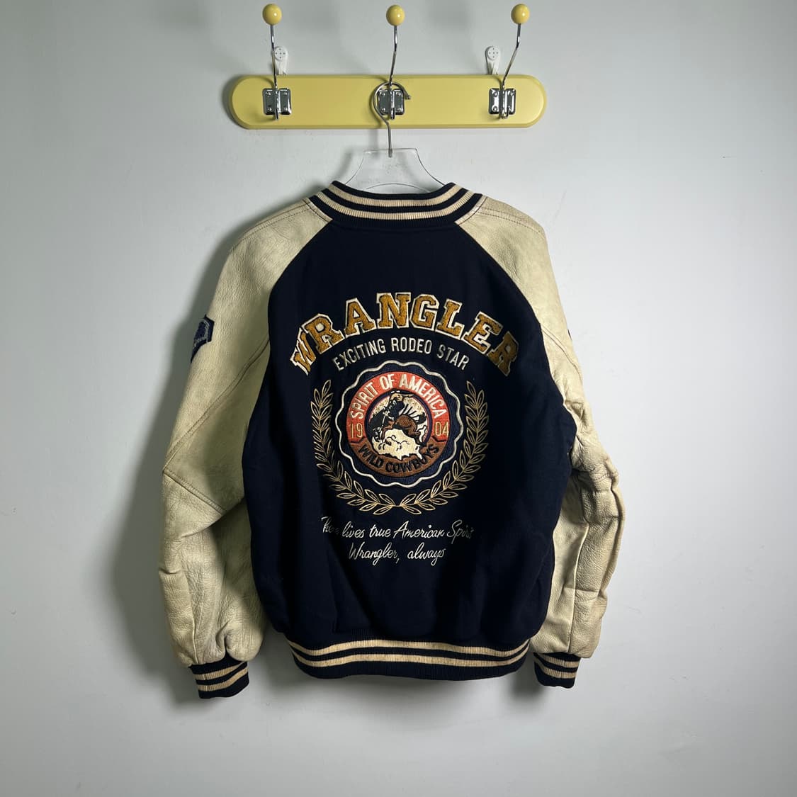 90's 랭글러 카우보이 웨스턴 레더 바시티 자켓 L 상품이미지2