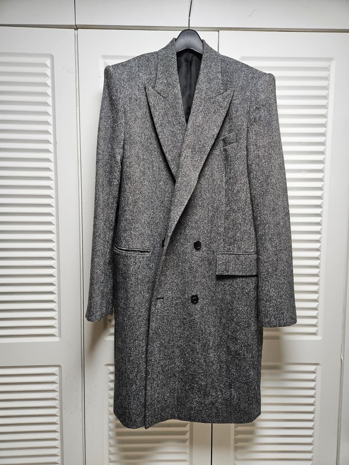 준지 JUUN. J 오버숄더 사이드 슬릿 더블 맥시 울코트 그레이 상품이미지1