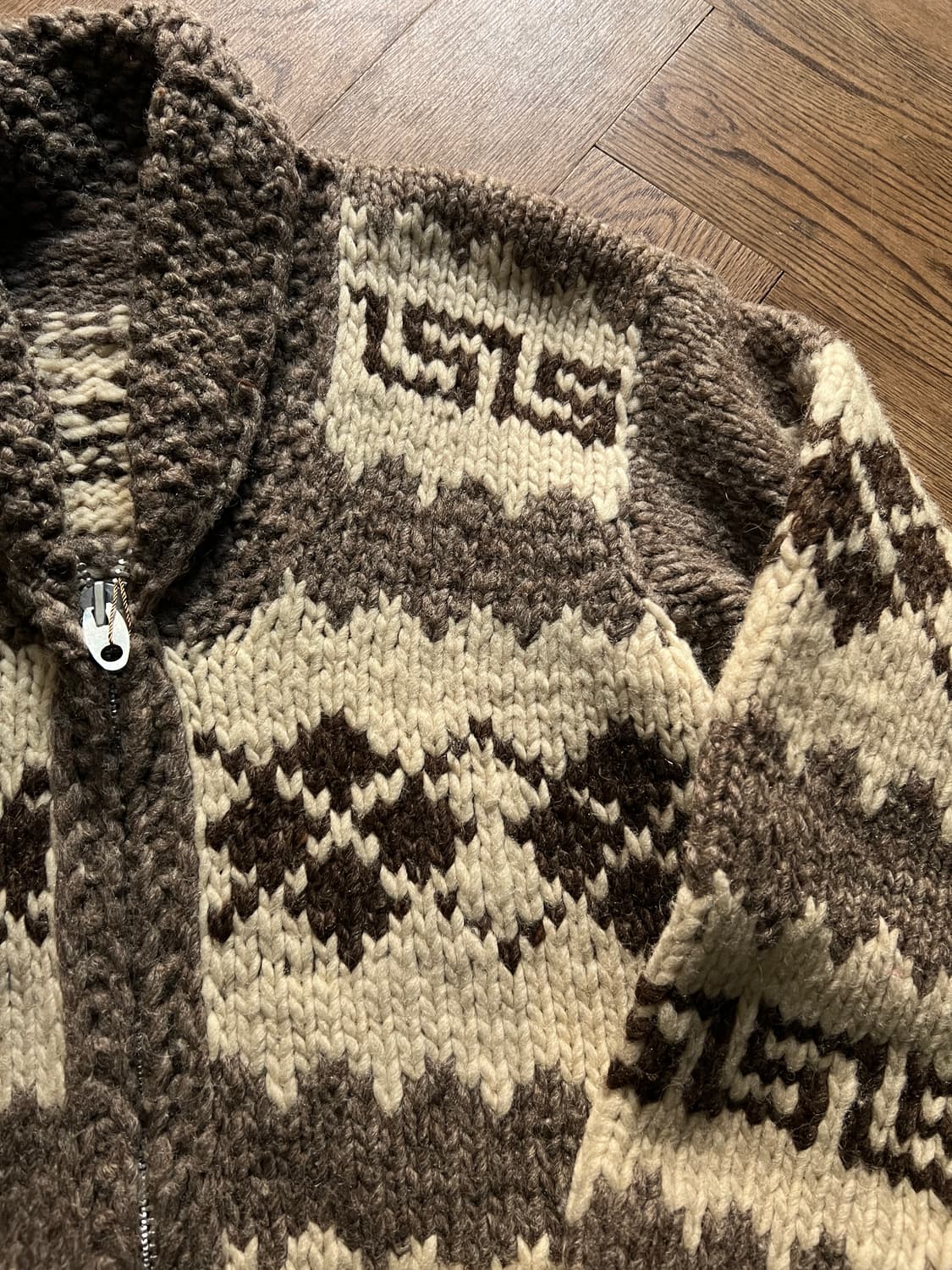 [S]90's USA 빈티지 아가일 집업 코위찬 스웨터 상품이미지3