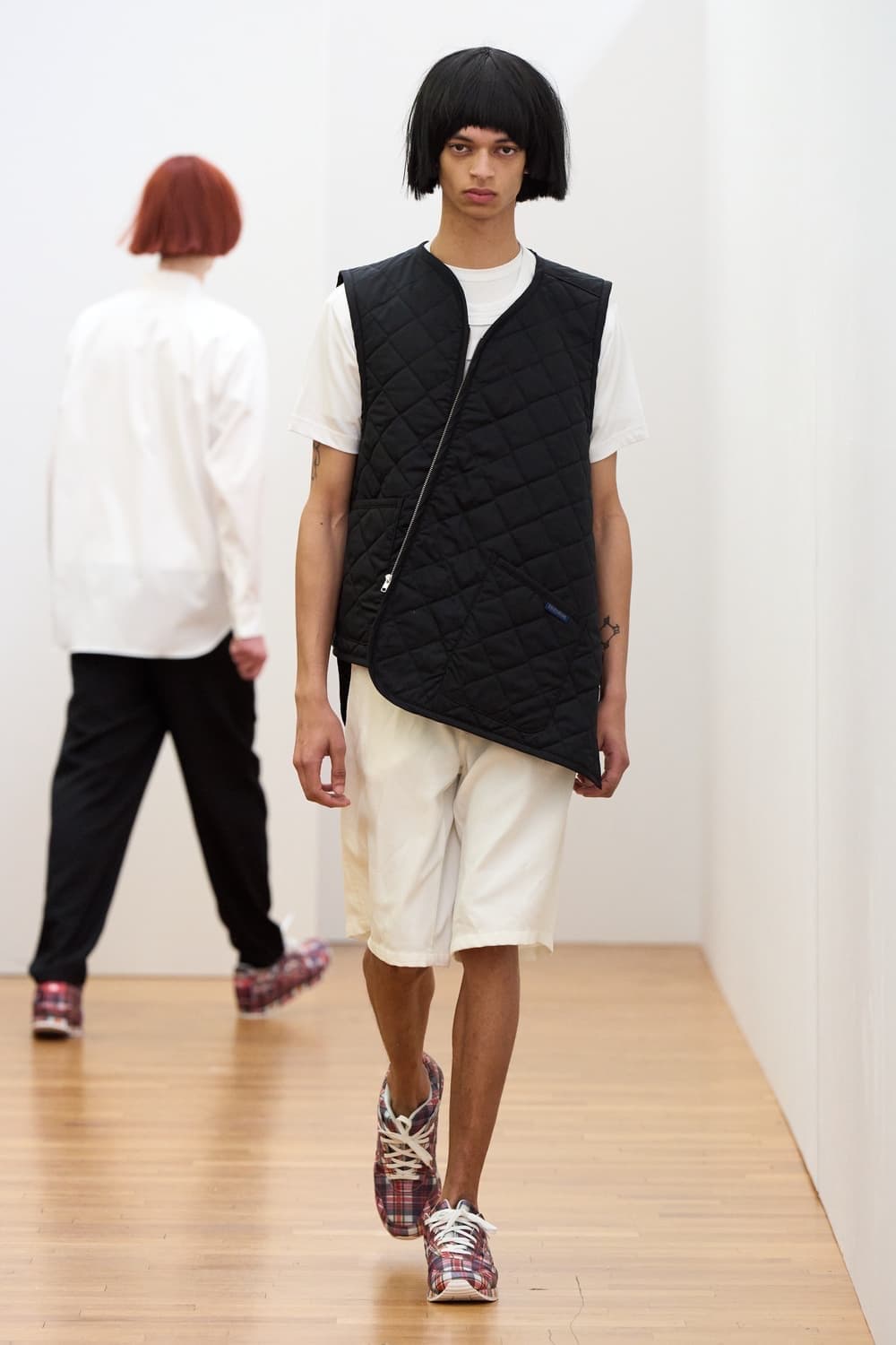 [새상품] 꼼데가르송 셔츠 라벤햄 비대칭 퀼팅 베스트 M 상품이미지1