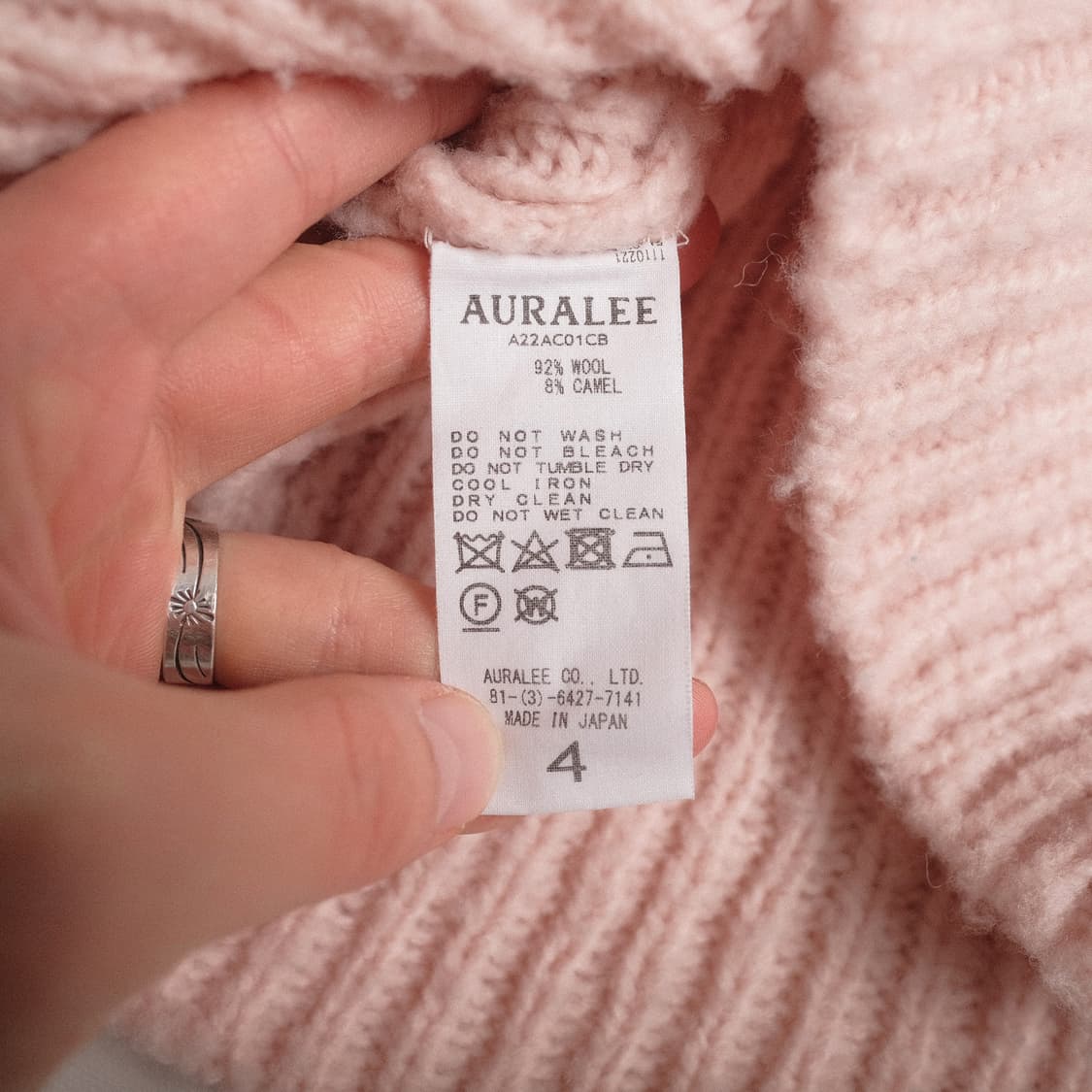 오라리 울 베이비카멜 브러쉬드 터틀넥 스웨터 4사이즈 핑크 상품이미지9