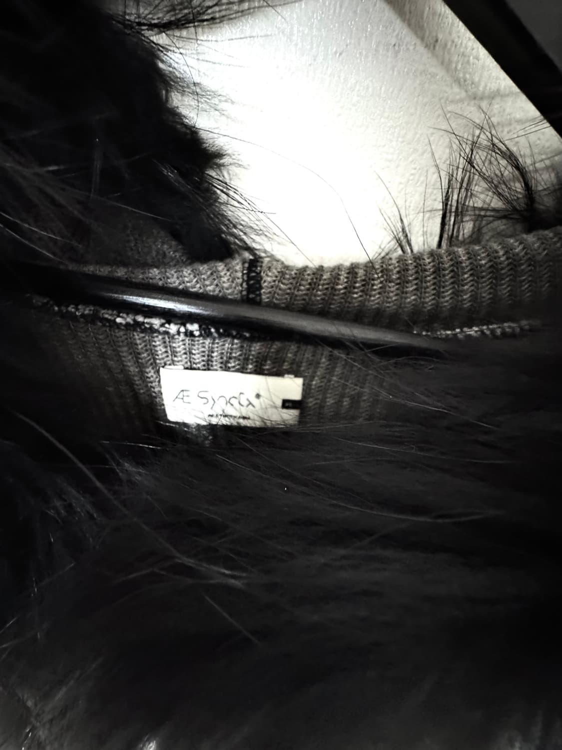 aesynctx 페이크 퍼 하프집 후디 블랙 XL 상품이미지5