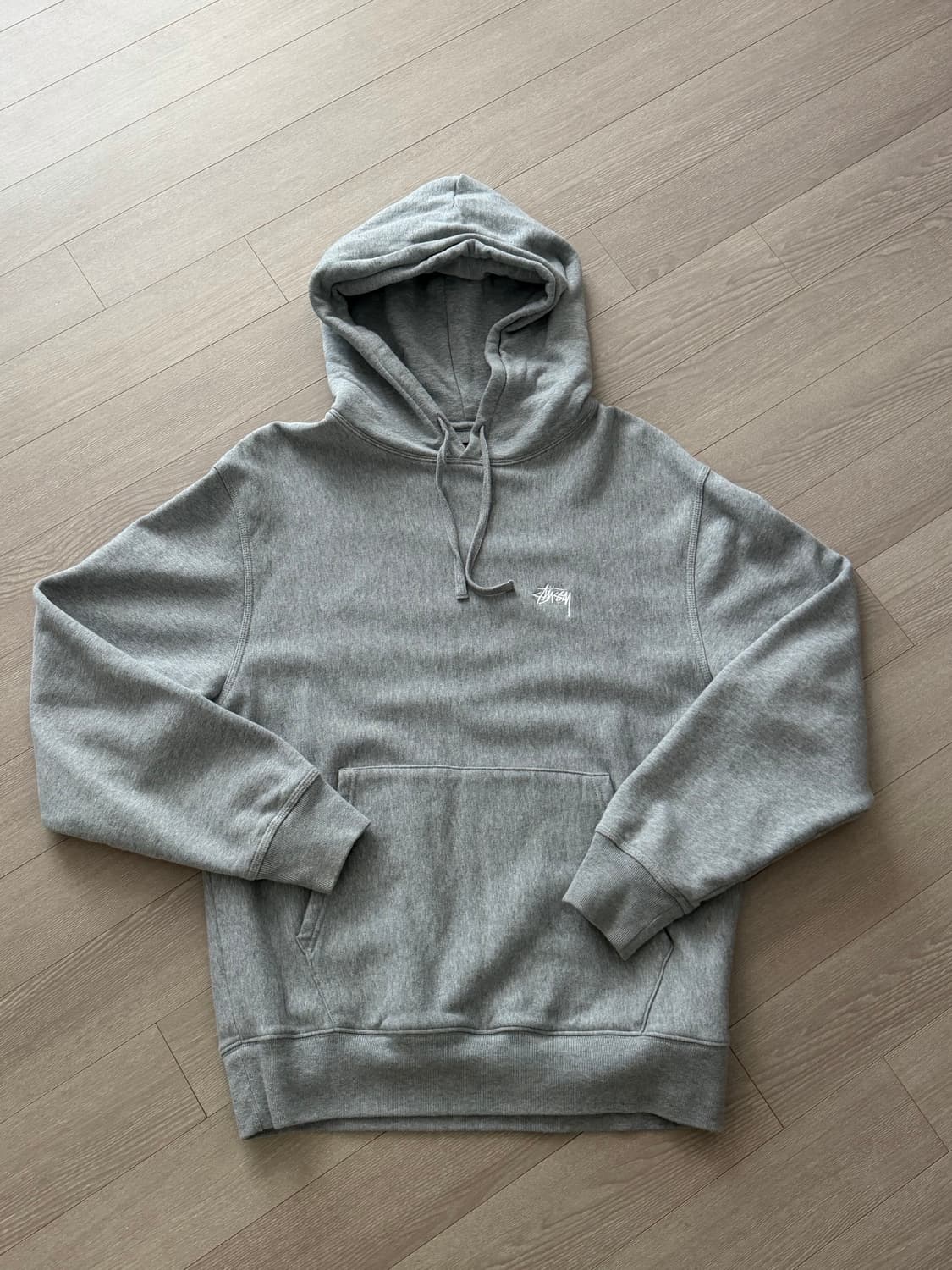 스투시 오버다이드 스무스 스탁 로고 후드 그레이 헤더 M 상품이미지4