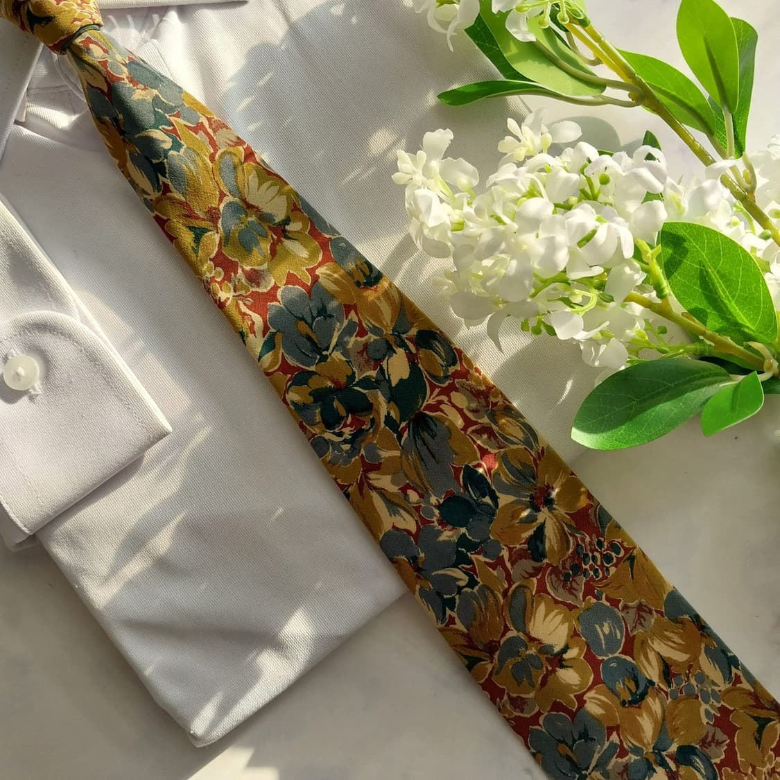 지방시 실크 브라운 플라워 쿠튀르 넥타이 9.6cm A+등급 K1558
 상품이미지7