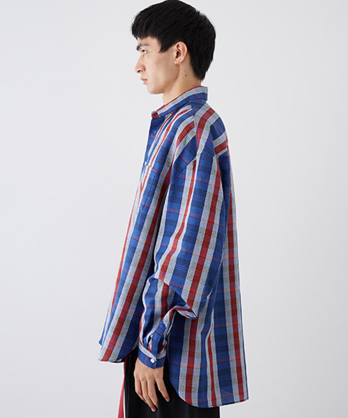 네임 체크 패턴 오버사이즈 셔츠 상품이미지2