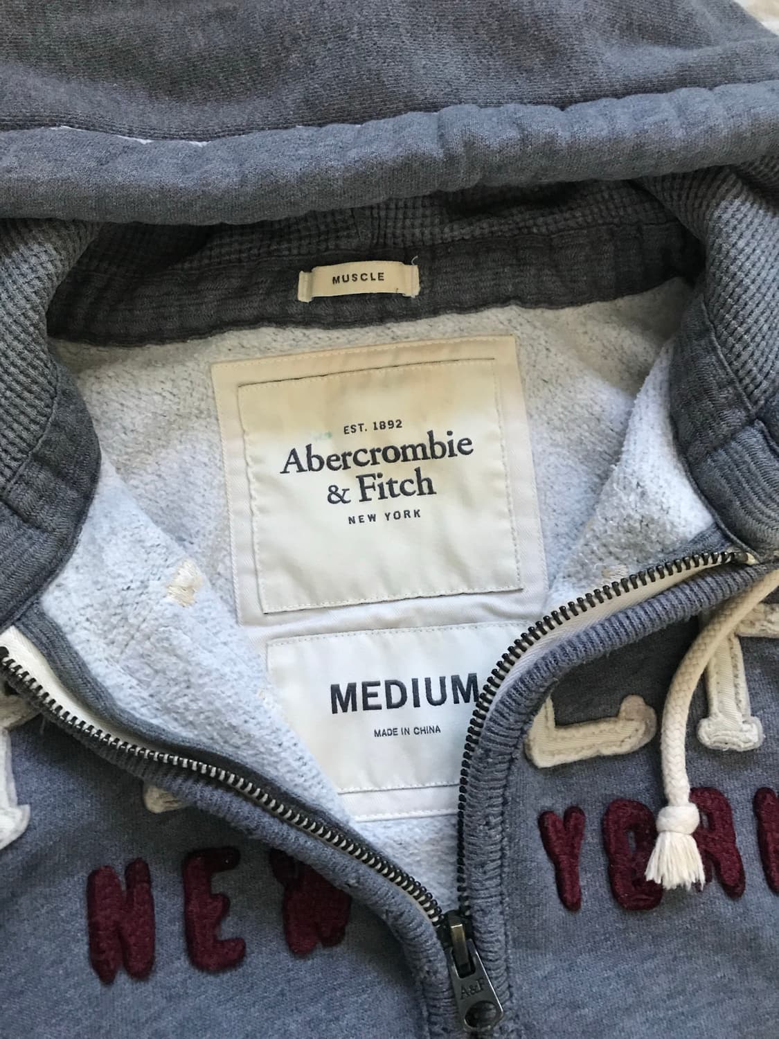 아베크롬비 자수 로고 그레이 후드집업 상품이미지6