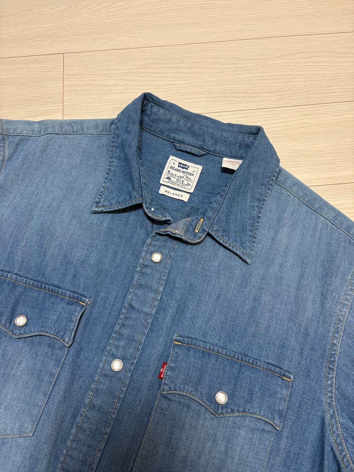 리바이스 웨스턴 데님 반팔 셔츠 M(100-105) 상품이미지2