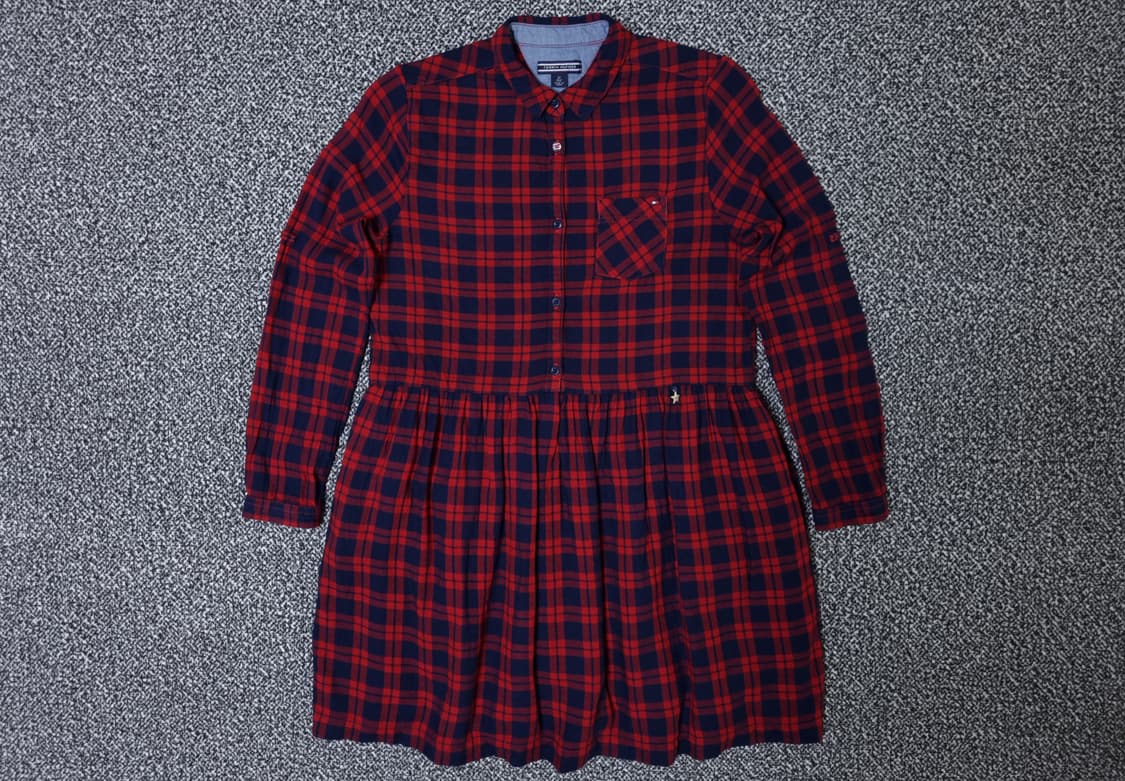 [무료배송][150]타미힐피거 키즈 체크 셔츠 원피스 상품이미지1