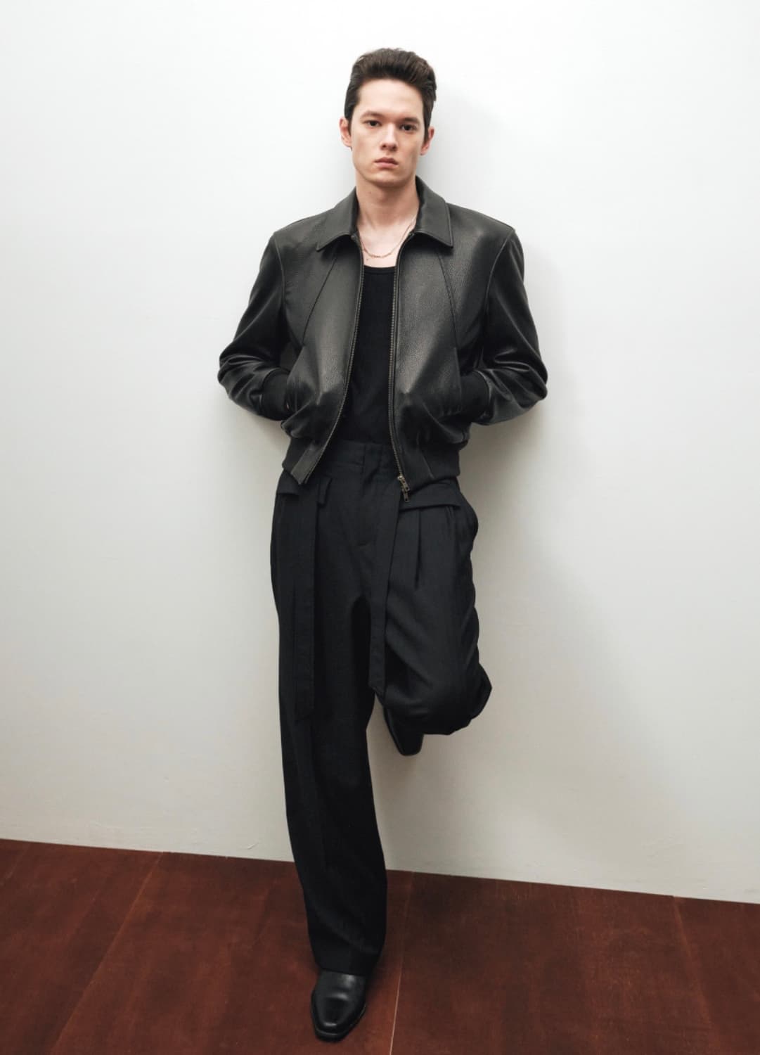 [48] 노이어 고트 슈렁큰 레더 가죽 자켓 블랙 상품이미지3