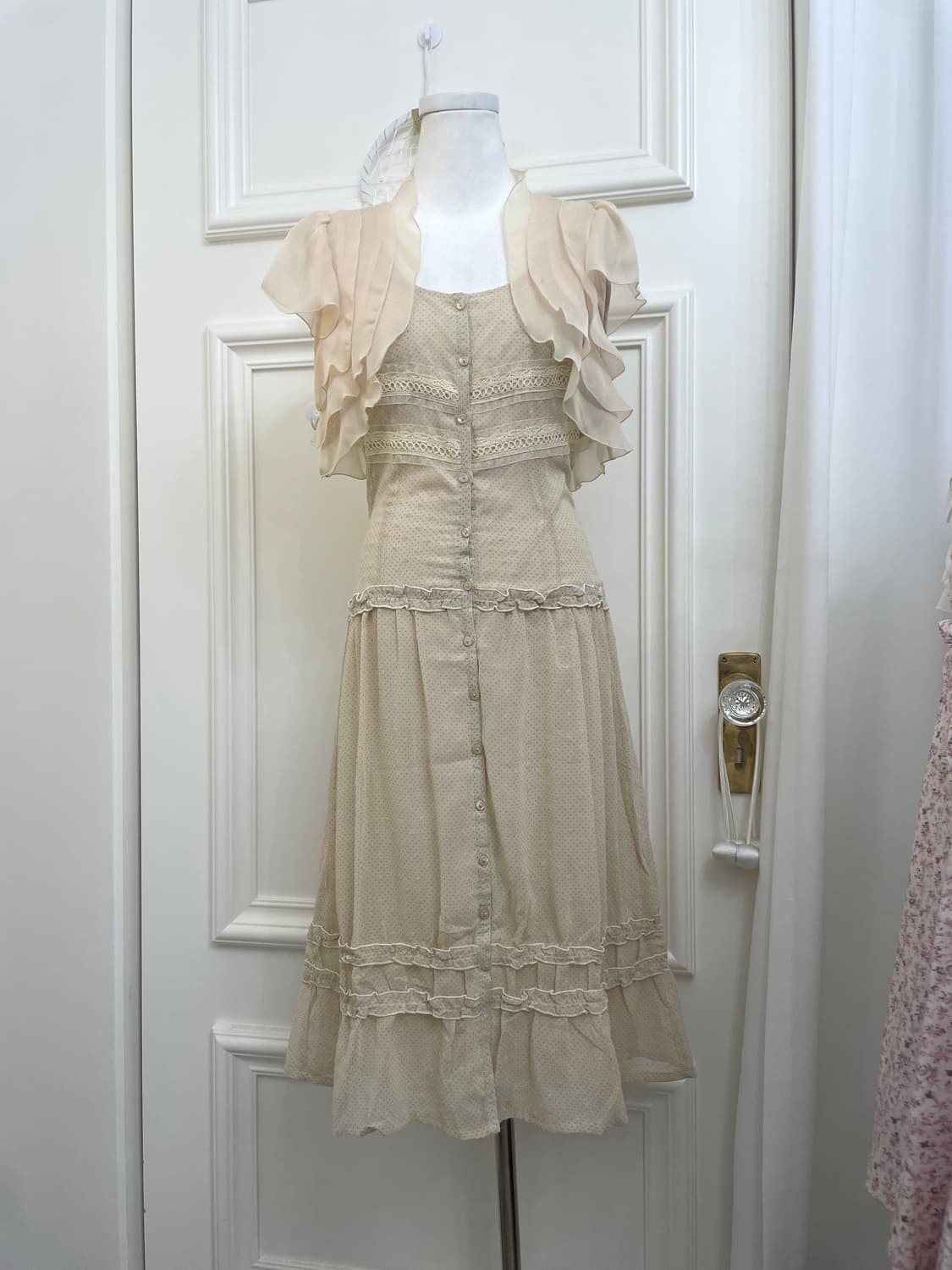 beige ruffle fairy bolero&beige dot lace 상품이미지1