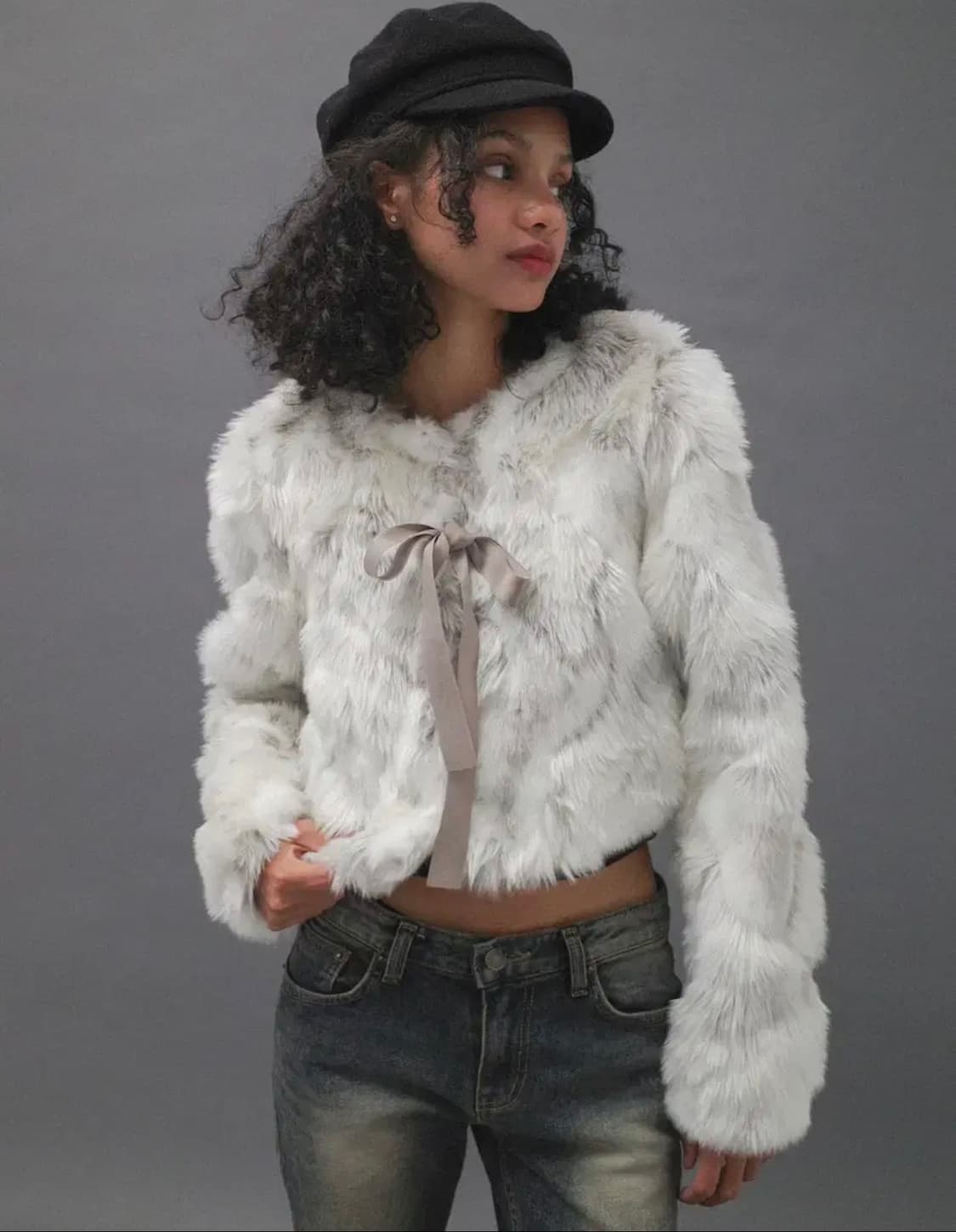 드라이로즈 리본 퍼자켓 상품이미지1