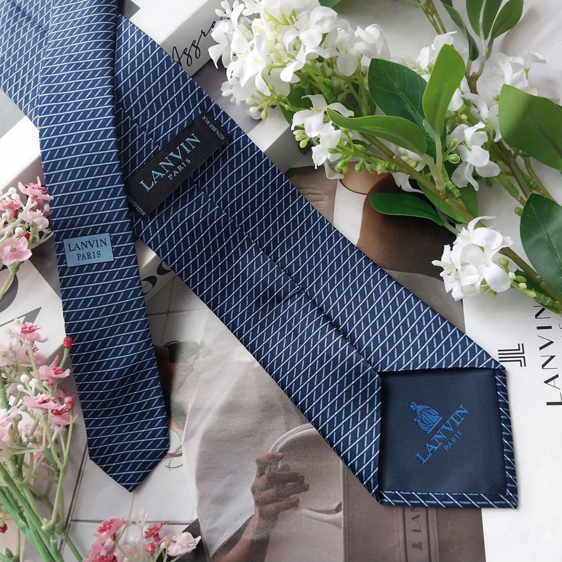 랑방 실크 네이비 스트라이프 넥타이 8.1cm A+등급 K2193 상품이미지5