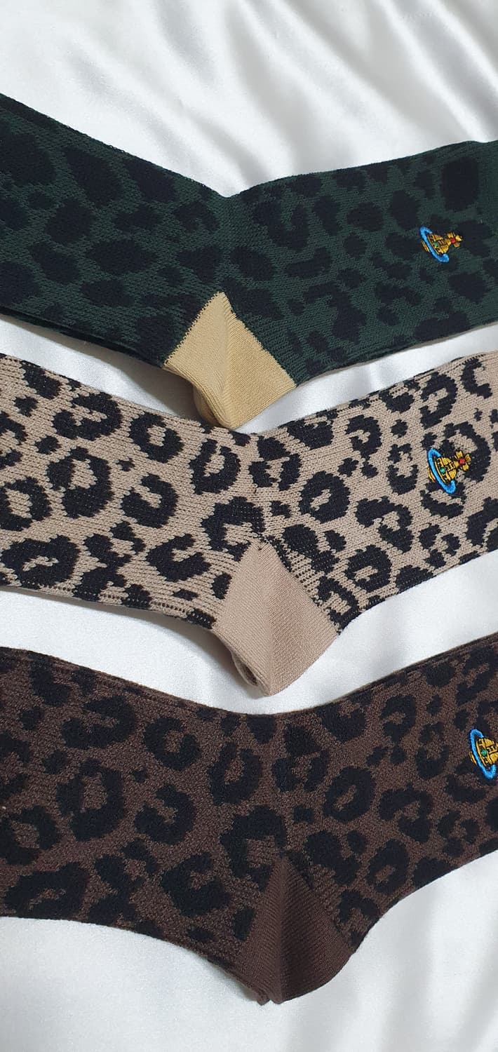 그린 베이지 브라운 호피 레오파드 비비안웨스트우드 양말  상품이미지9