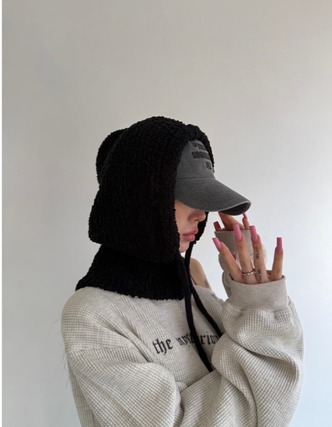 더미스테리어스호텔 부클 바라클라바 블랙 상품이미지1