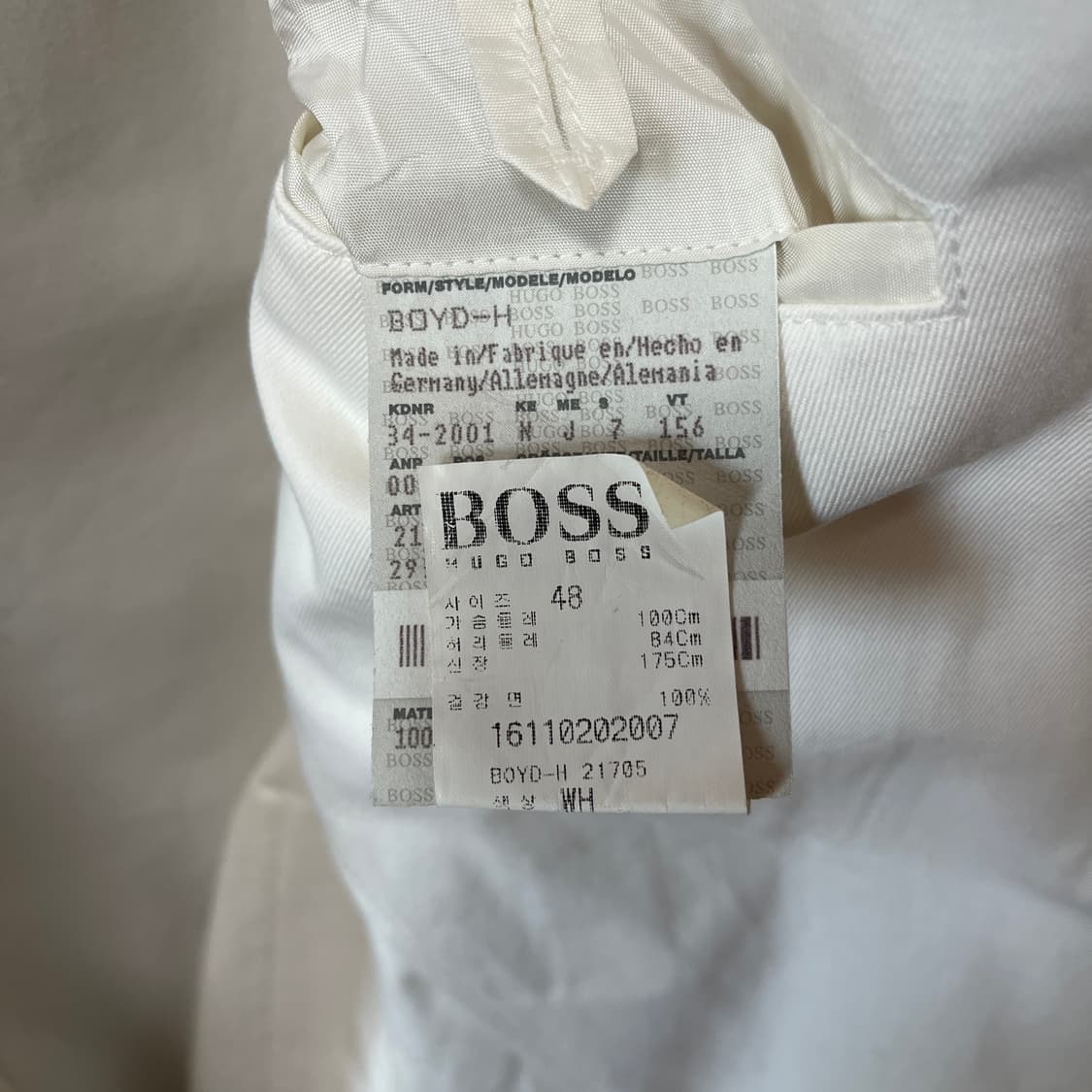 L) 휴고 보스 Made in Germany 코튼 화이트 테일러드 자켓 상품이미지10