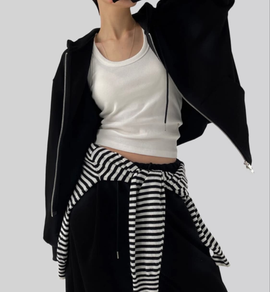 어텀 레고 후드집업 투웨이 지퍼 블랙 상품이미지1