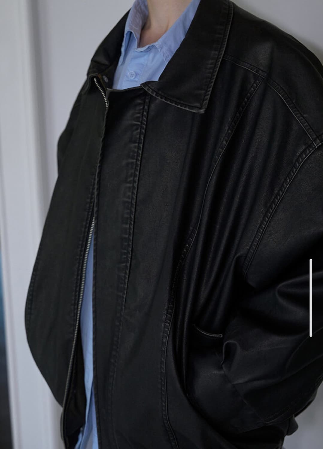 로제프란츠 빈티지 워싱 레더 점퍼 블랙 상품이미지6