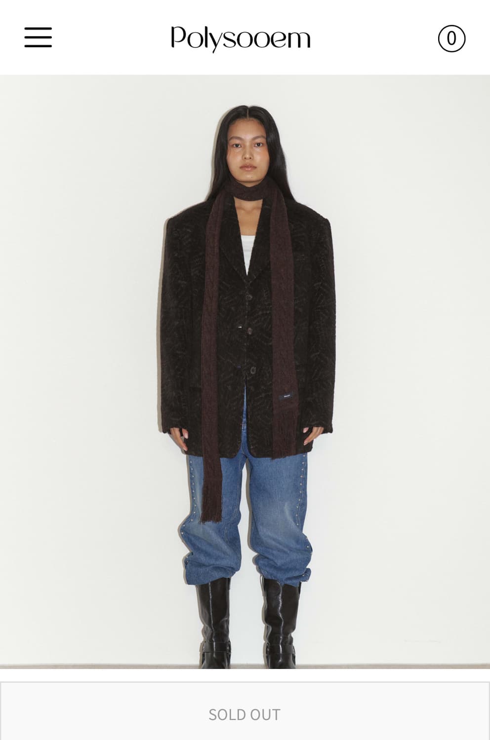 폴리수엠 알파카 하프코트 브라운 상품이미지4