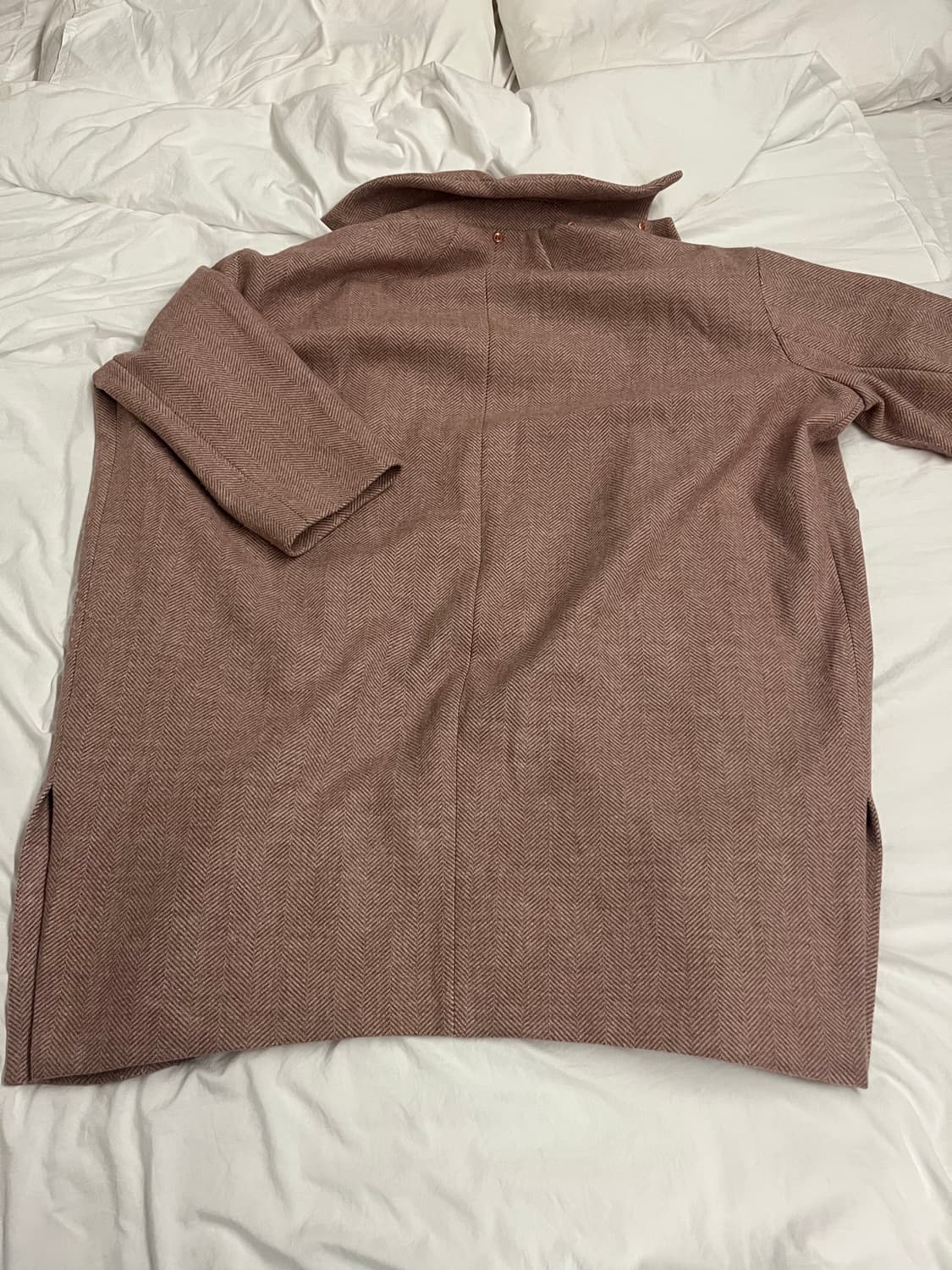 Pretone 핑크 헤링본 코트 상품이미지2