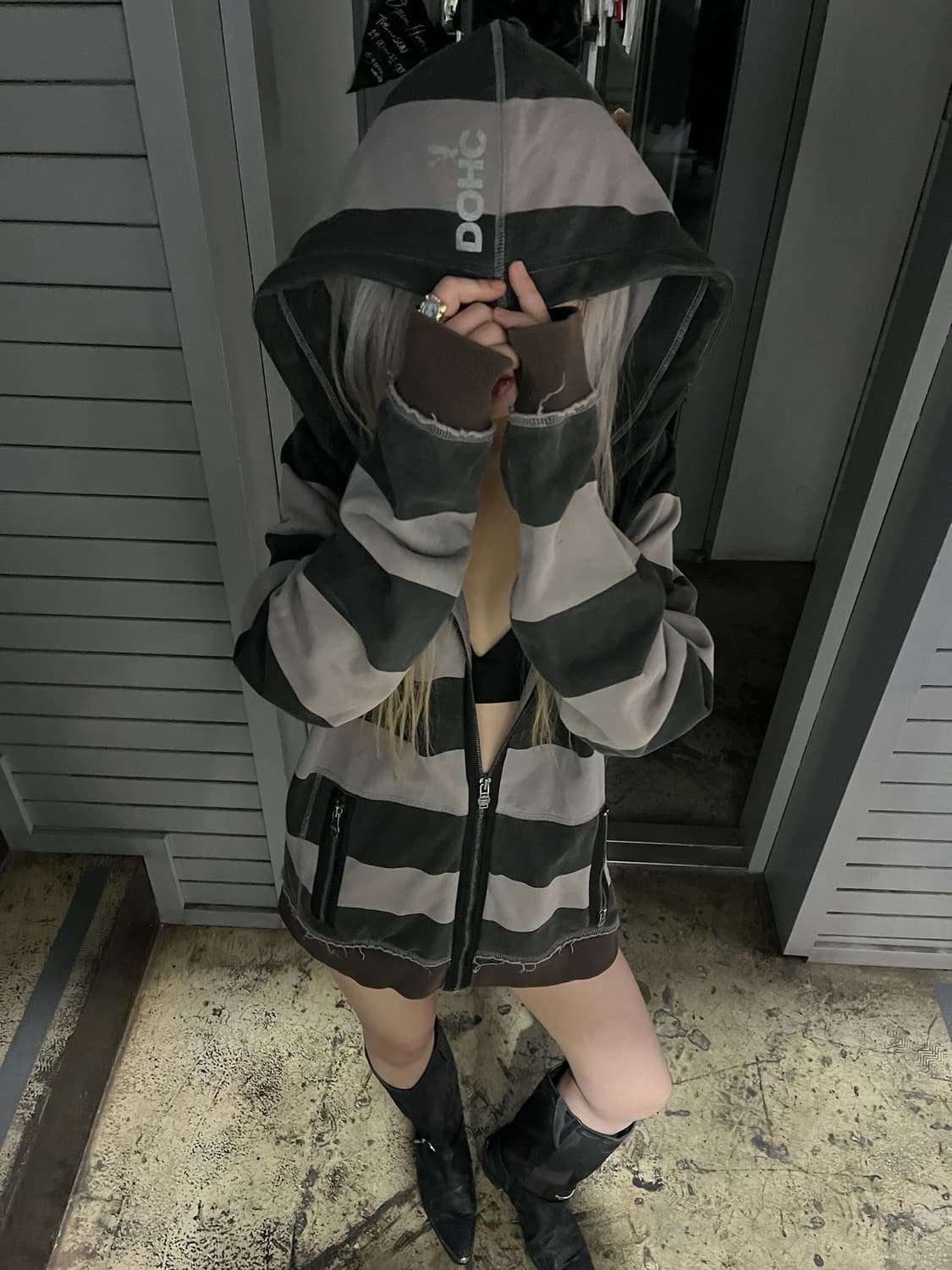 그런지 무드 스트라이프 후드집업 상품이미지9