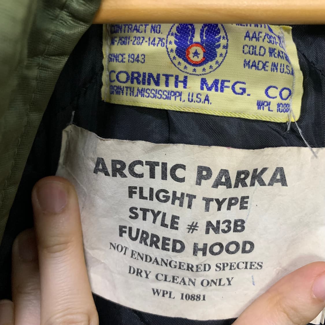 코린스 빈티지 야상 점퍼 퍼 후드 N3B 미군 y2k 카키 L 상품이미지6