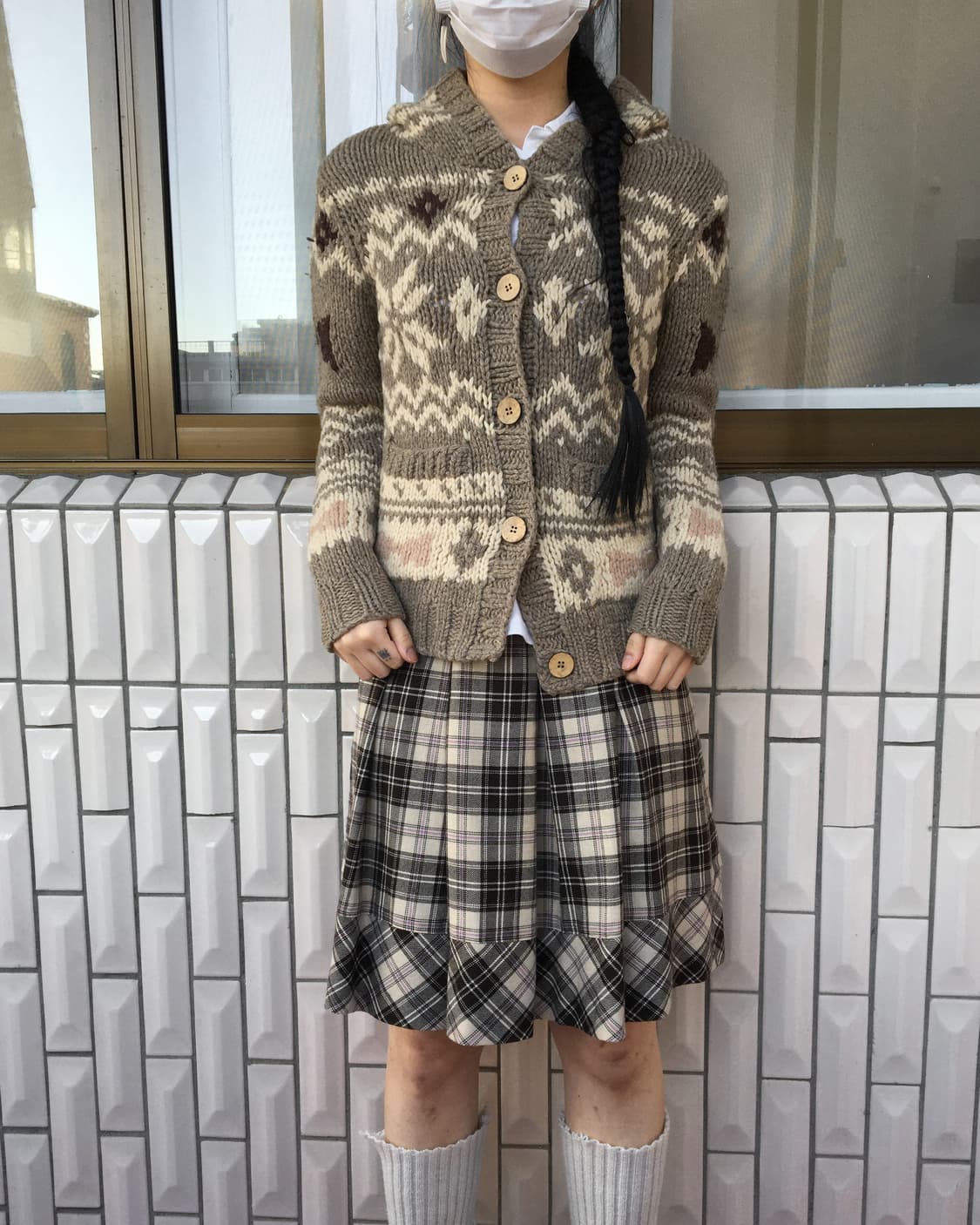Nordic pattern hood knit cardigan 상품이미지1