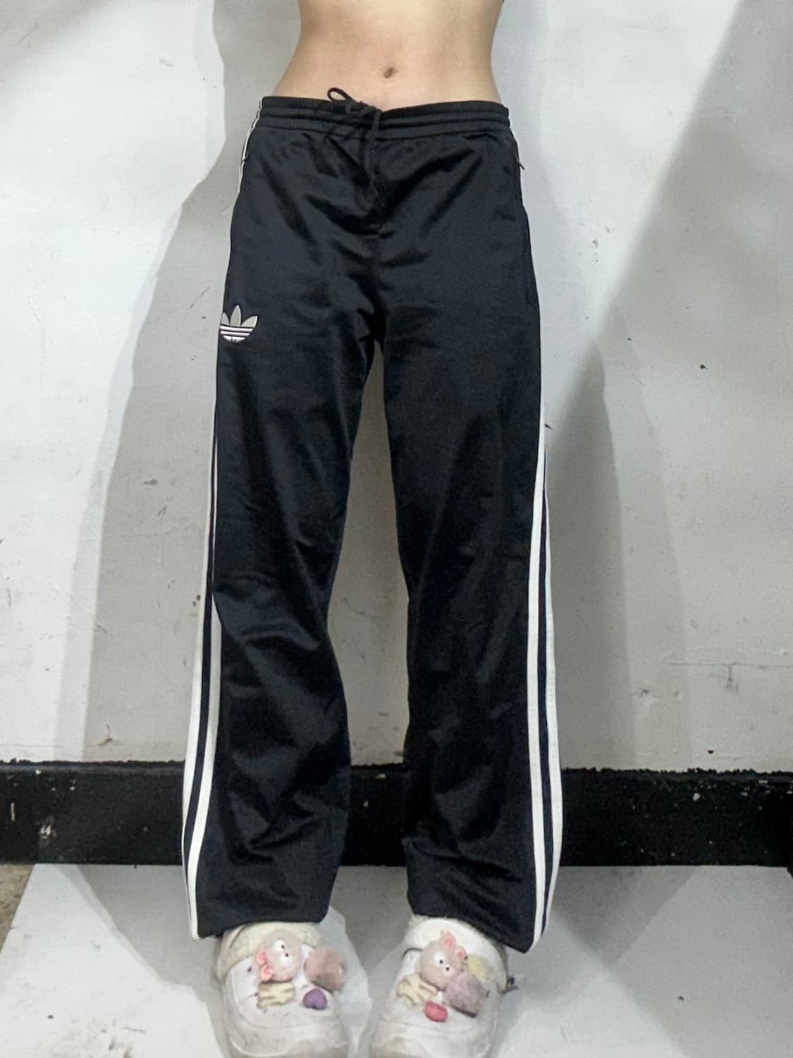 아디다스 블랙 와이드 화이트 삼선 파이어버드 추리닝 바지 90 상품이미지2