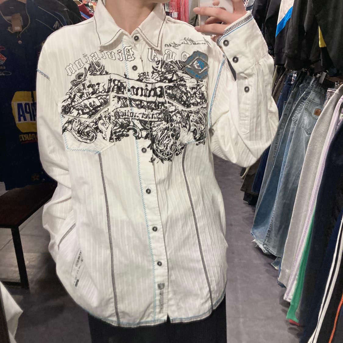[IM] vtg 웨스턴 프린팅 셔츠 화이트 상품이미지7