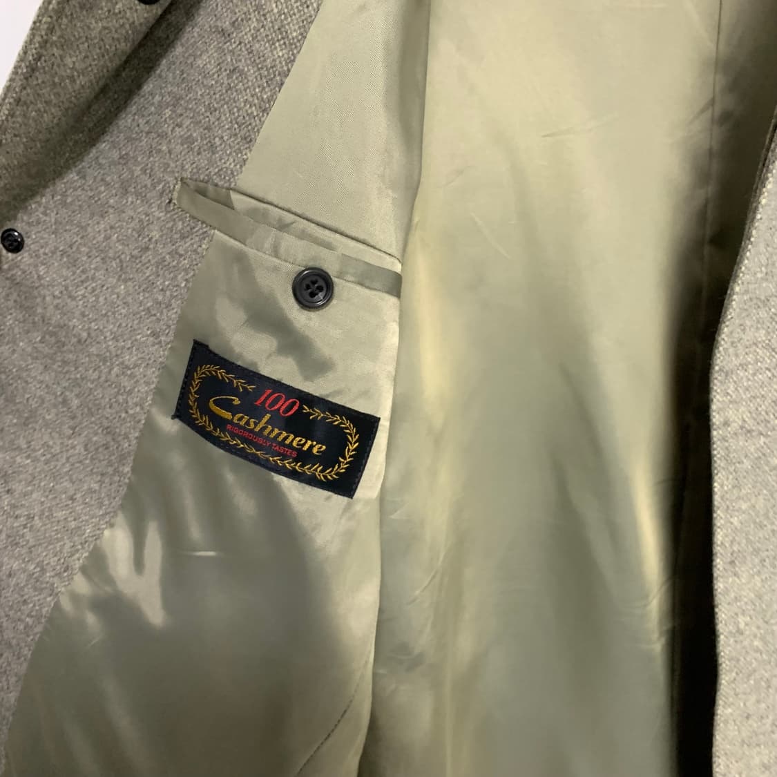 빈티지 캐시미어 100% 킨록 앤더슨 하프코트 베이지 그레이 s 상품이미지5