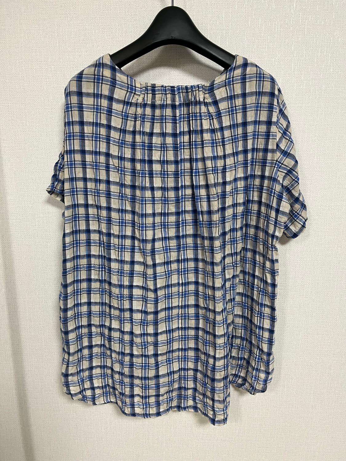 일본 빈티지 체크 블라우스 L 상품이미지2