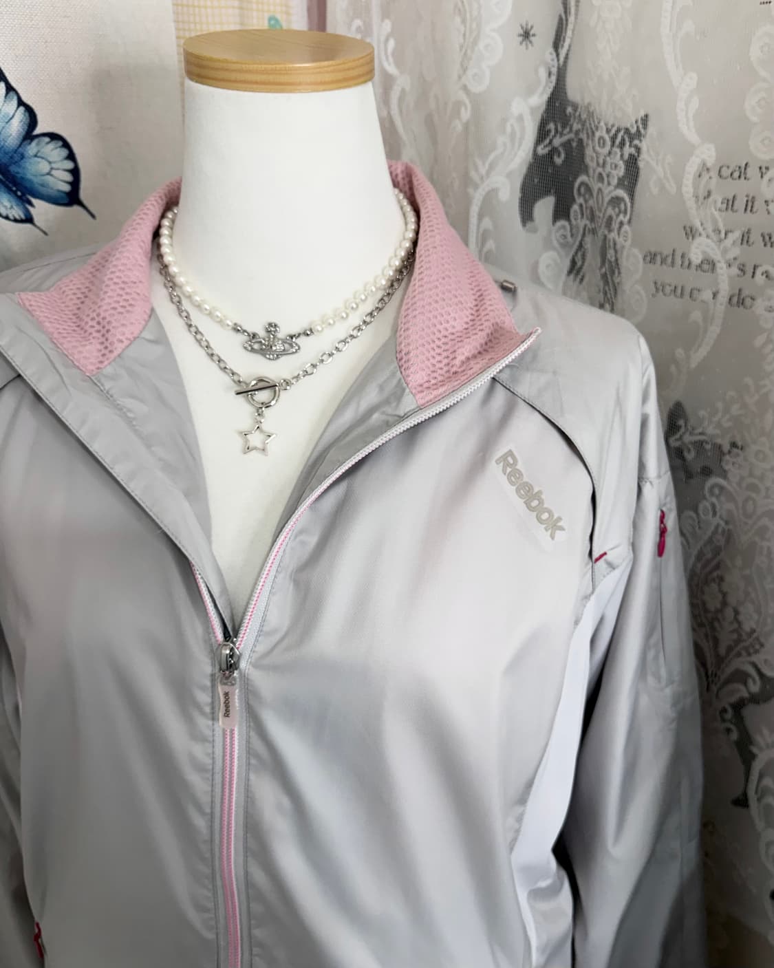 리복 연그레이 & 핑크 바람막이 상품이미지1