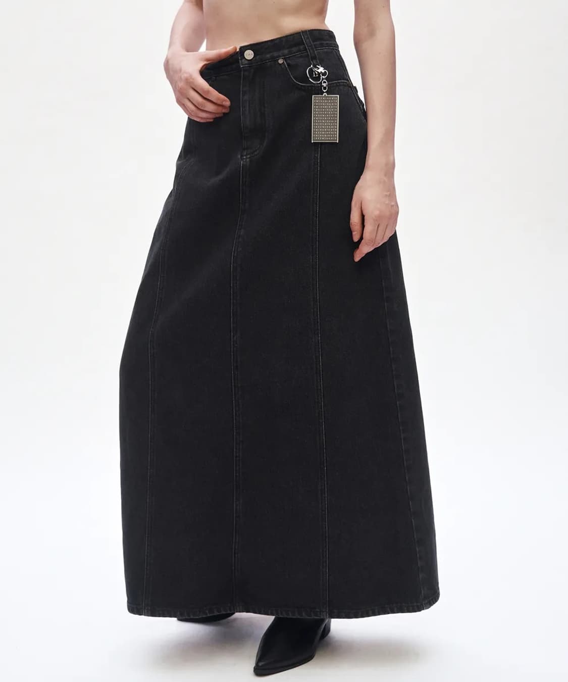 트리밍버드 Incision Denim Setup Skirt (Black) 상품이미지1
