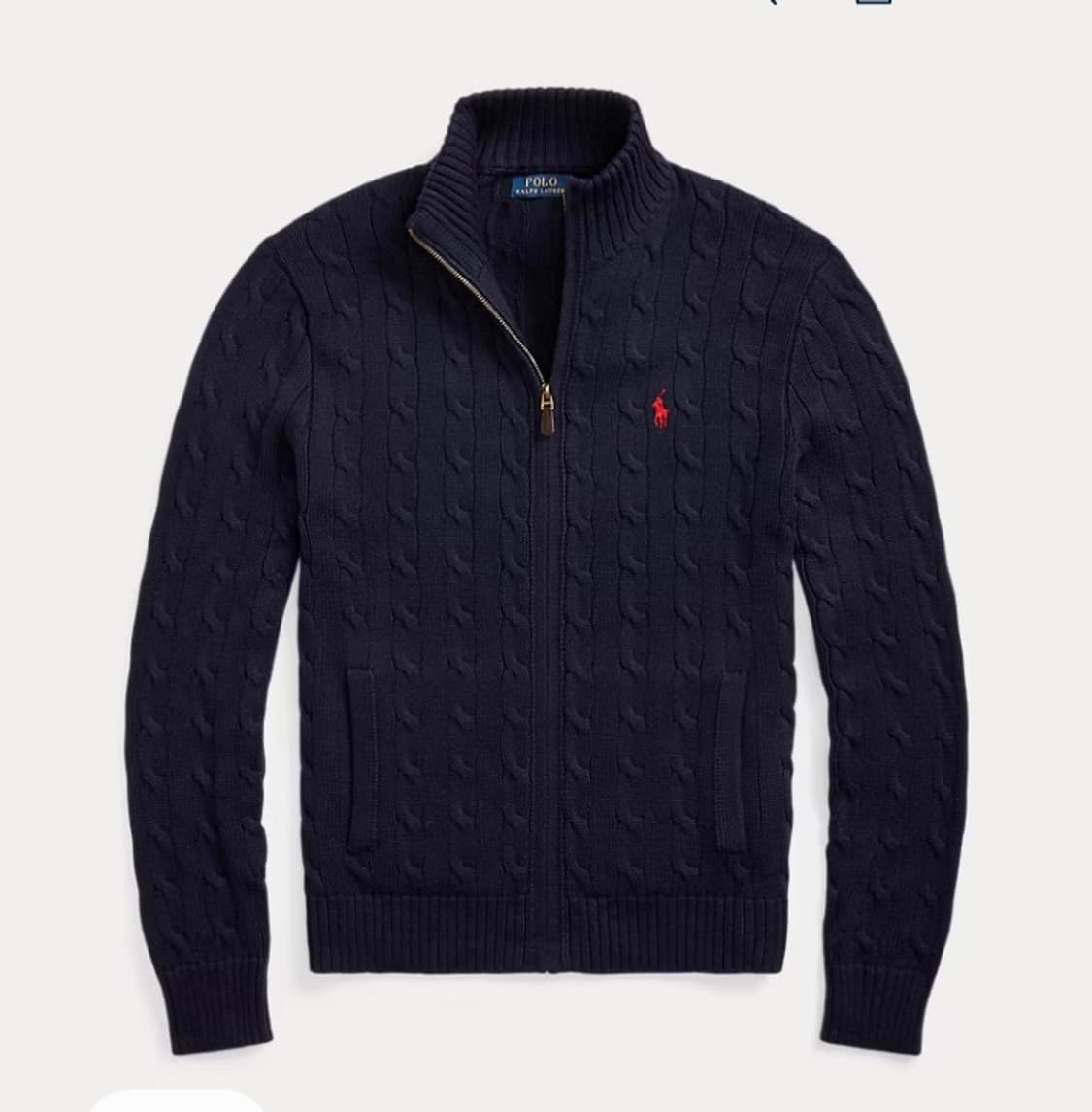 폴로 랄프로렌 케이블 니트집업 네이비M(새상품) 상품이미지1