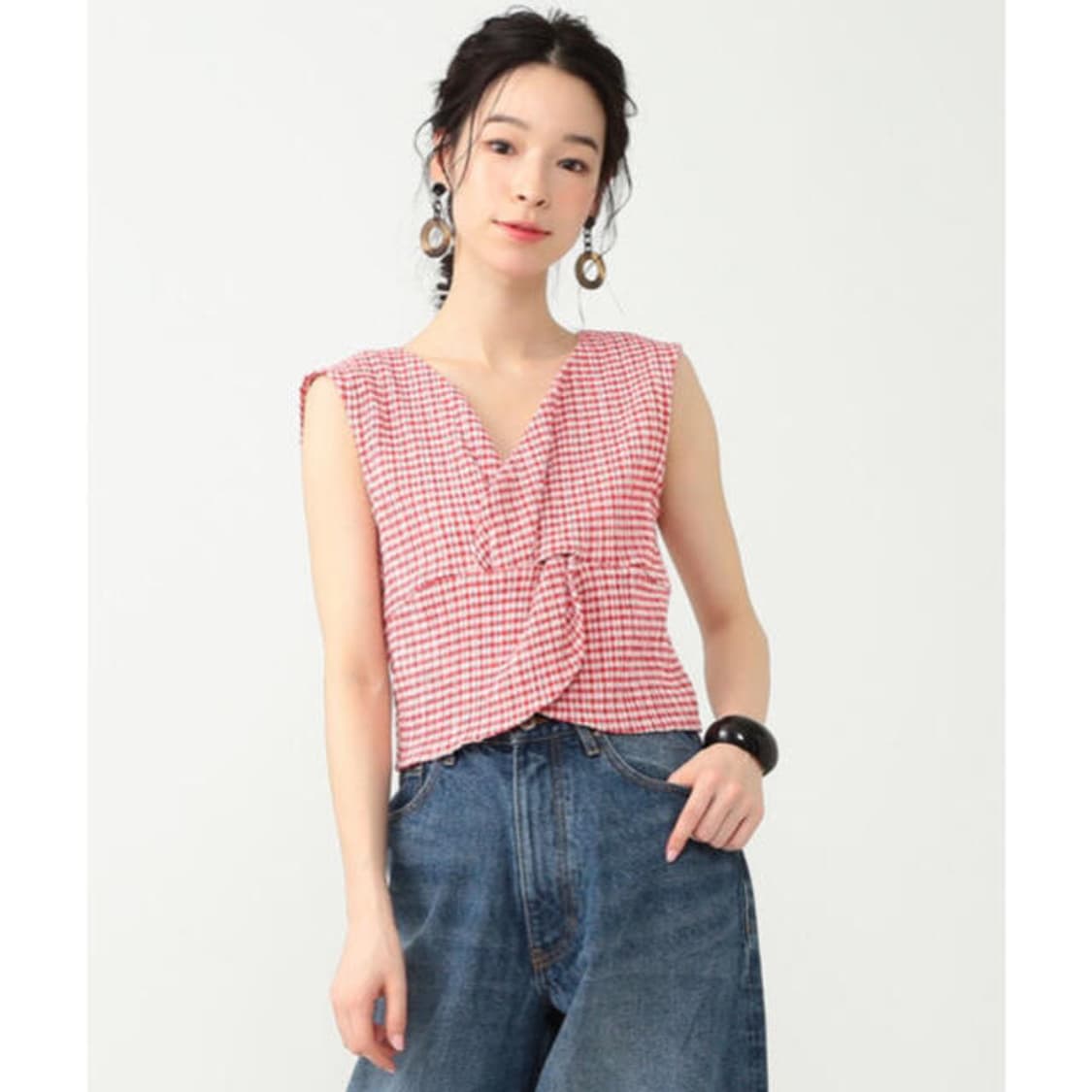 레이빔즈 Ray BEAMS Gingham Twist Top 상품이미지2
