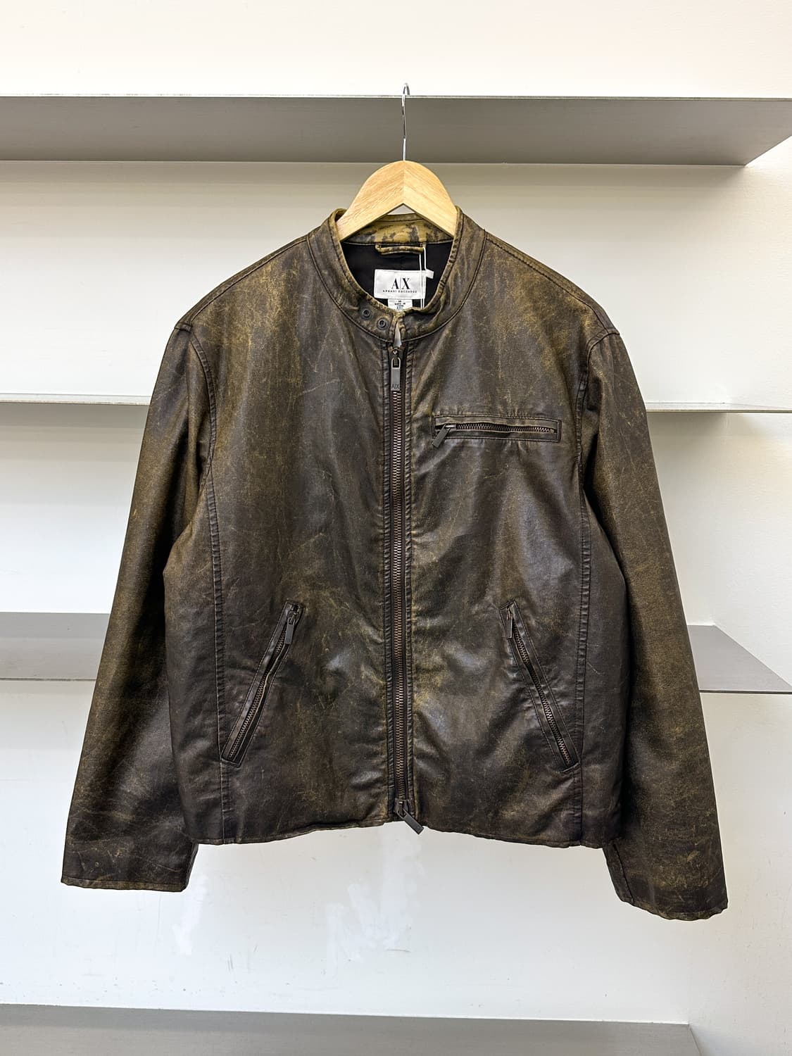 아르마니 익스체인지 투웨이 PU 레더 바이커 자켓 상품이미지1