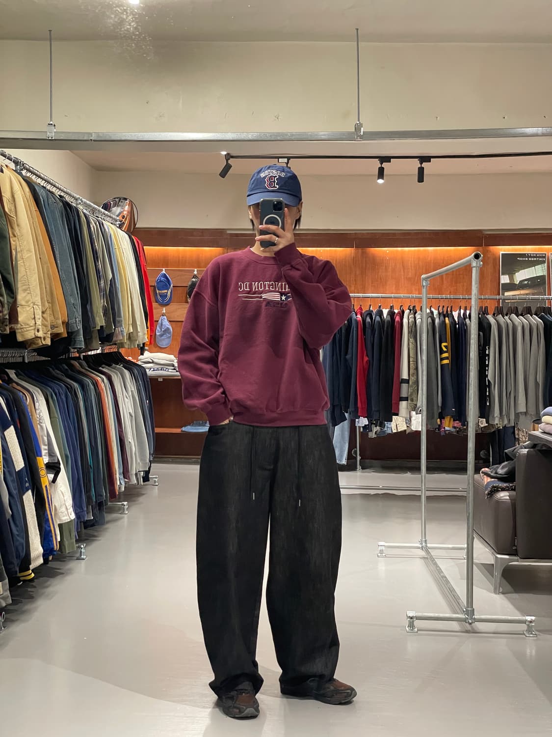 빈티지 맨투맨 티셔츠 (버건디)   상품이미지2