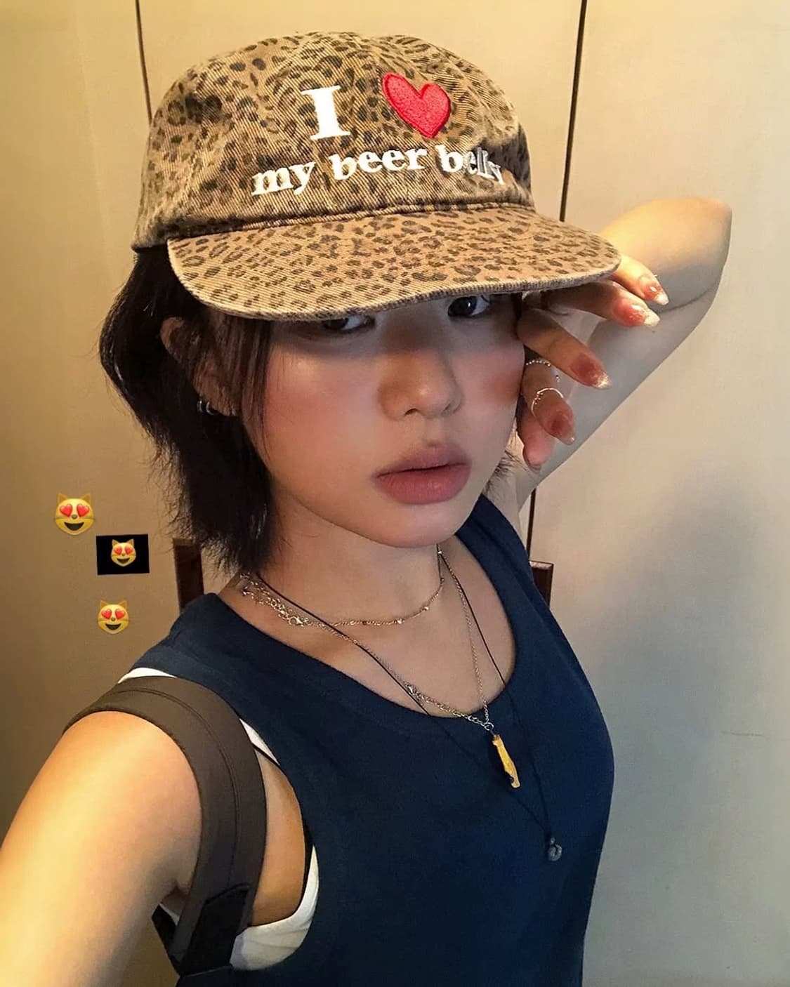 레오파드 레터링 자수 일차챙 볼캡 상품이미지5